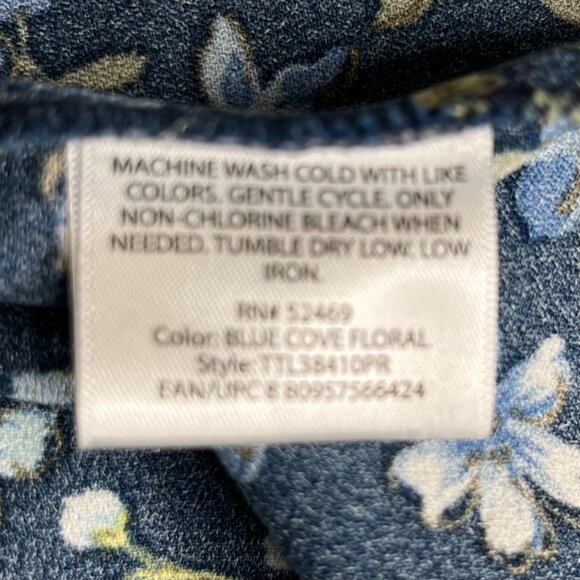 Time and Tru Blouse Womens XXL 2XL Blue Floral Bell Sleeves - Picture 6 of 8